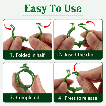 100PCS Plant Support Clips, Plastic Garden Clips for Climbing Plants, Tomato and Cucumber Support Clips for Greenhouse and Outdoor Use