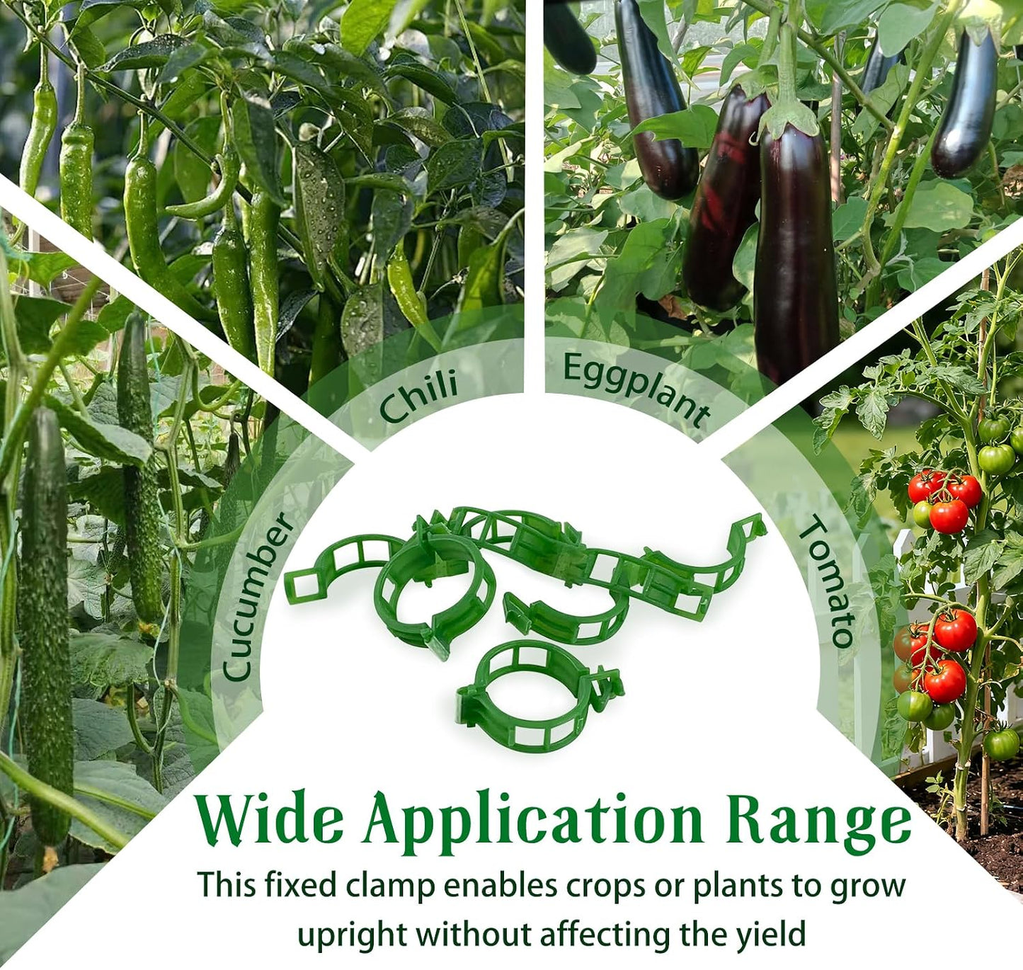 100PCS Plant Support Clips, Plastic Garden Clips for Climbing Plants, Tomato and Cucumber Support Clips for Greenhouse and Outdoor Use