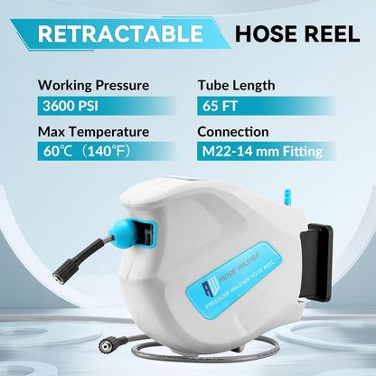 Pressure Washer Hose Reel, 65 FT X 1/4''