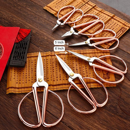 6 Inch All Stainless Steel Sewing Scissors, Sharp Tailor Scissors for Embroidery, Sewing, Craft, DIY Art Work & Daily Use for Home Office School Rose Gold