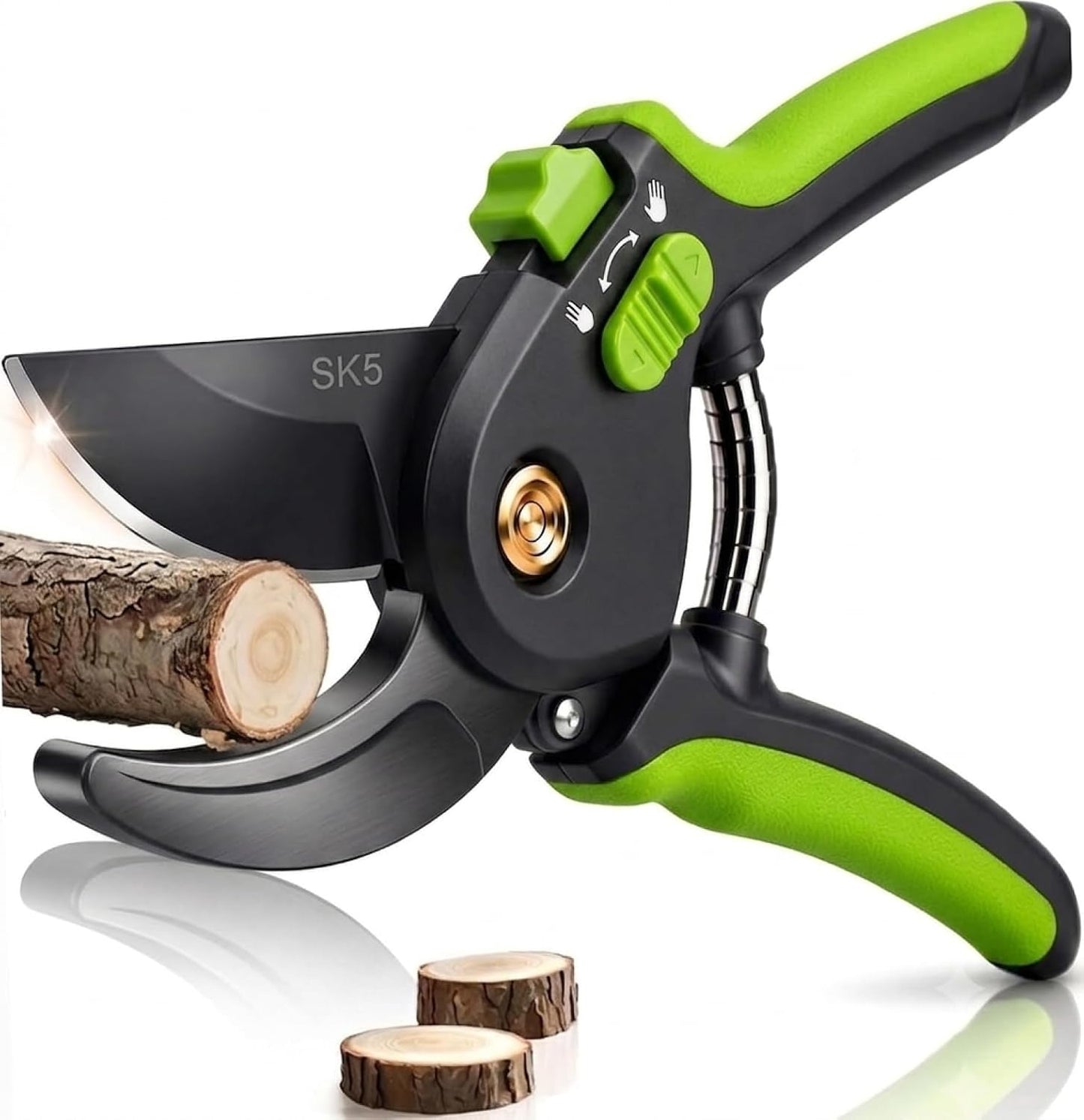 Ultra Sharp Japanese Steel Pruning Shears - Cuts 3X Easier, Weak Hand Arthritis Clippers, Rust-Resistant Titanium Coated Pruner, Effortlessly Cuts 3/4 Inch