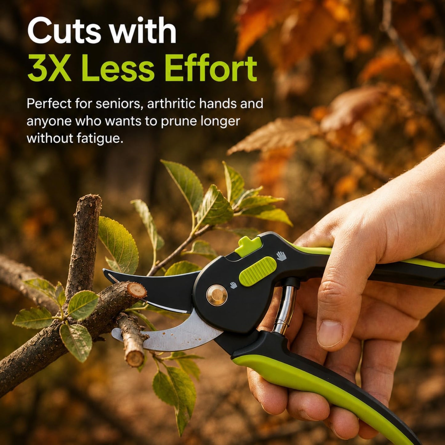 Ultra Sharp Japanese Steel Pruning Shears - Cuts 3X Easier, Weak Hand Arthritis Clippers, Rust-Resistant Titanium Coated Pruner, Effortlessly Cuts 3/4 Inch