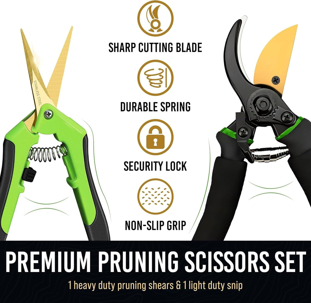 Ultra Sharp Japanese Steel Pruning Shears - Cuts 3X Easier, Weak Hand Arthritis Clippers, Rust-Resistant Titanium Coated Pruner, Effortlessly Cuts 3/4 Inch
