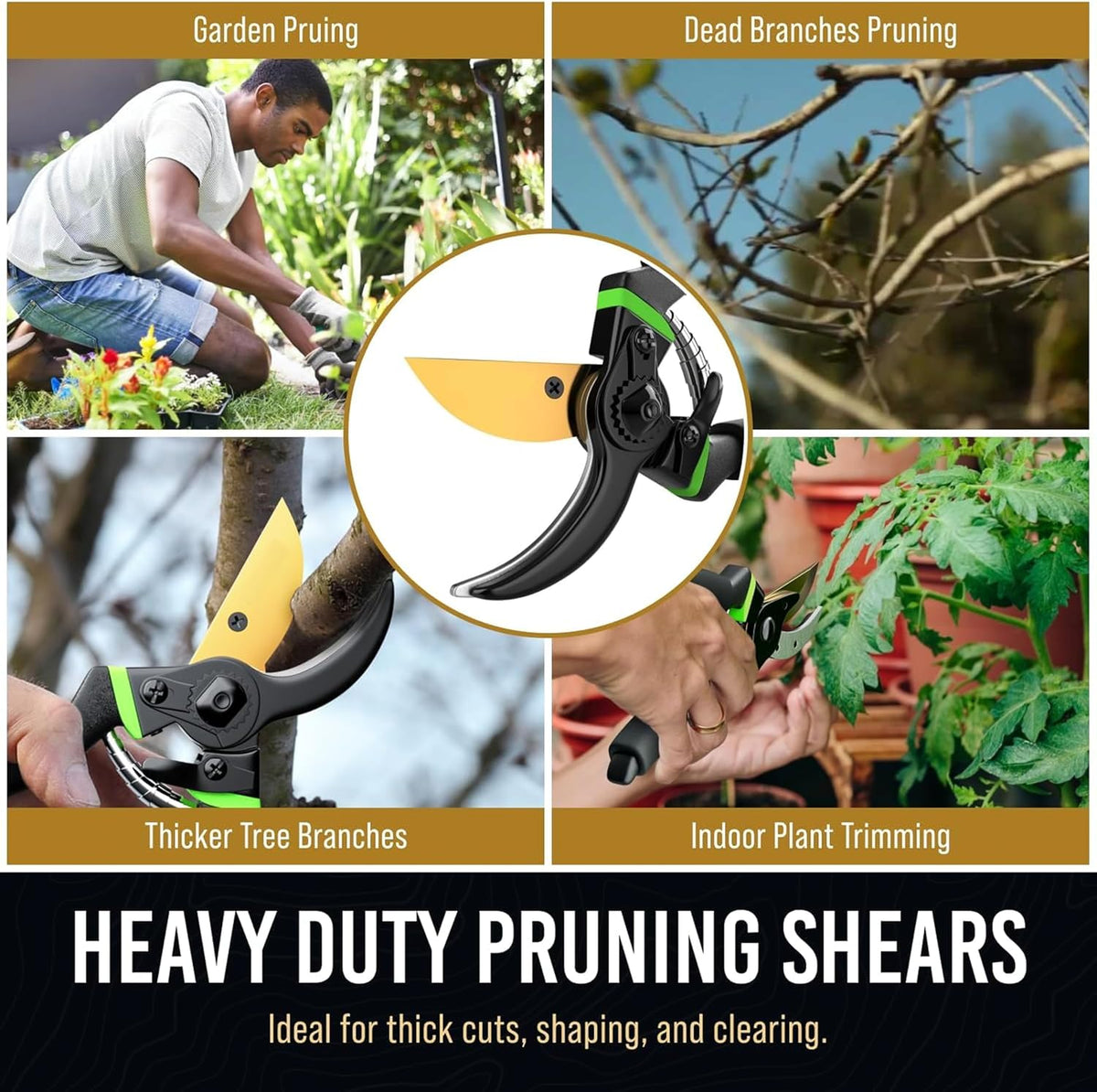 Ultra Sharp Japanese Steel Pruning Shears - Cuts 3X Easier, Weak Hand Arthritis Clippers, Rust-Resistant Titanium Coated Pruner, Effortlessly Cuts 3/4 Inch