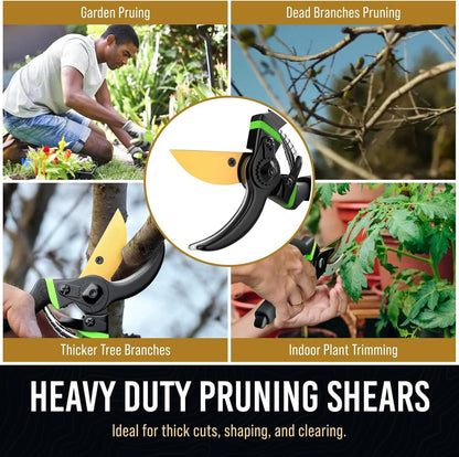 Ultra Sharp Japanese Steel Pruning Shears - Cuts 3X Easier, Weak Hand Arthritis Clippers, Rust-Resistant Titanium Coated Pruner, Effortlessly Cuts 3/4 Inch