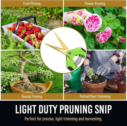 Ultra Sharp Japanese Steel Pruning Shears - Cuts 3X Easier, Weak Hand Arthritis Clippers, Rust-Resistant Titanium Coated Pruner, Effortlessly Cuts 3/4 Inch