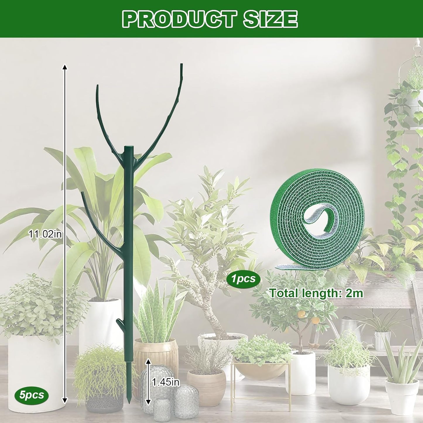 5 Pack Adjustable Plant Support Stakes Stackable Indoor/Outdoor Support Stakes Ideal for Supporting Monstera and Climbing Plants Gardening Accessories Perfect Alternative to Traditional Plant Stakes