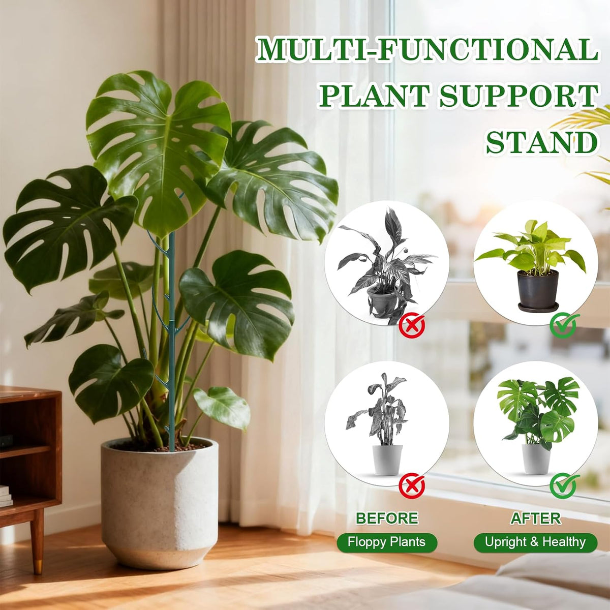 5 Pack Adjustable Plant Support Stakes Stackable Indoor/Outdoor Support Stakes Ideal for Supporting Monstera and Climbing Plants Gardening Accessories Perfect Alternative to Traditional Plant Stakes
