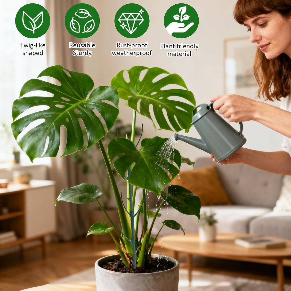 5 Pack Adjustable Plant Support Stakes Stackable Indoor/Outdoor Support Stakes Ideal for Supporting Monstera and Climbing Plants Gardening Accessories Perfect Alternative to Traditional Plant Stakes