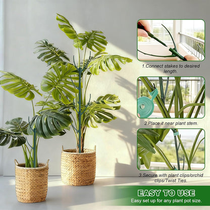 5 Pack Adjustable Plant Support Stakes Stackable Indoor/Outdoor Support Stakes Ideal for Supporting Monstera and Climbing Plants Gardening Accessories Perfect Alternative to Traditional Plant Stakes