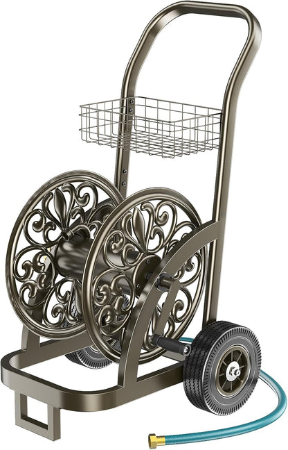 Garden Hose Reel Cart, Holds 200Ft 5/8" Hose, Easy Install