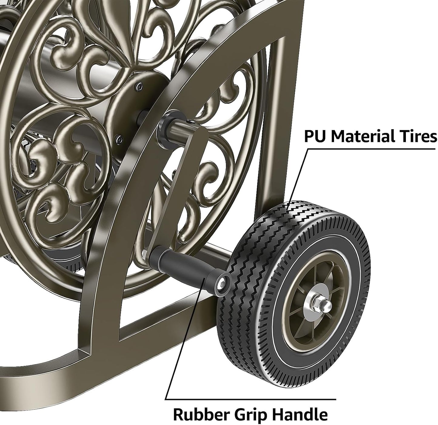 Garden Hose Reel Cart, Holds 200Ft 5/8" Hose, Easy Install