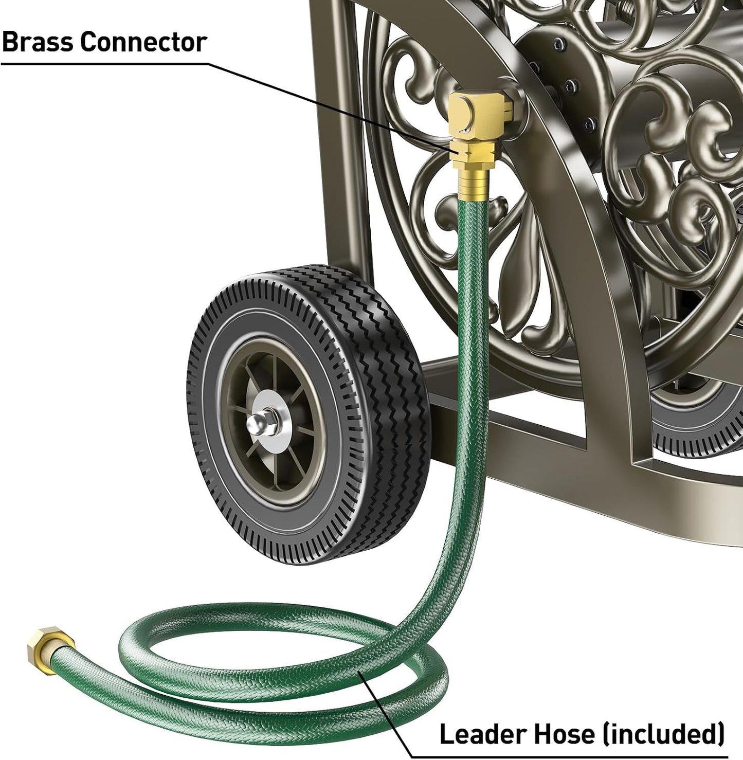 Garden Hose Reel Cart, Holds 200Ft 5/8" Hose, Easy Install