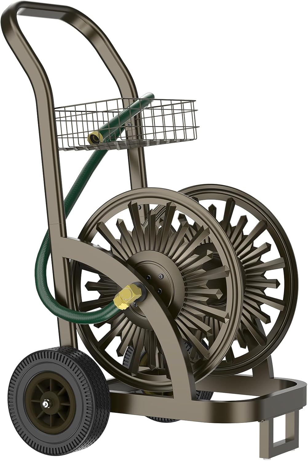 Garden Hose Reel Cart, Holds 200Ft 5/8" Hose, Easy Install