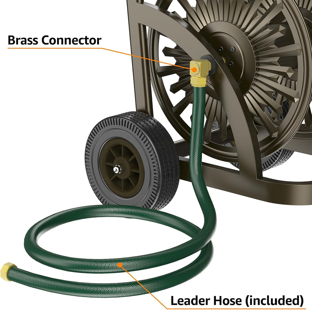 Garden Hose Reel Cart, Holds 200Ft 5/8" Hose, Easy Install