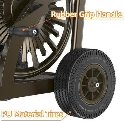 Garden Hose Reel Cart, Holds 200Ft 5/8" Hose, Easy Install