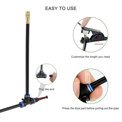 50 FT Drip Irrigation System 5/16 Inch Tubing with 16 Nozzles, Automatic Watering Misting System, Adjustable Sprinkler for Garden, Lawn, Plants, and Raised Bed