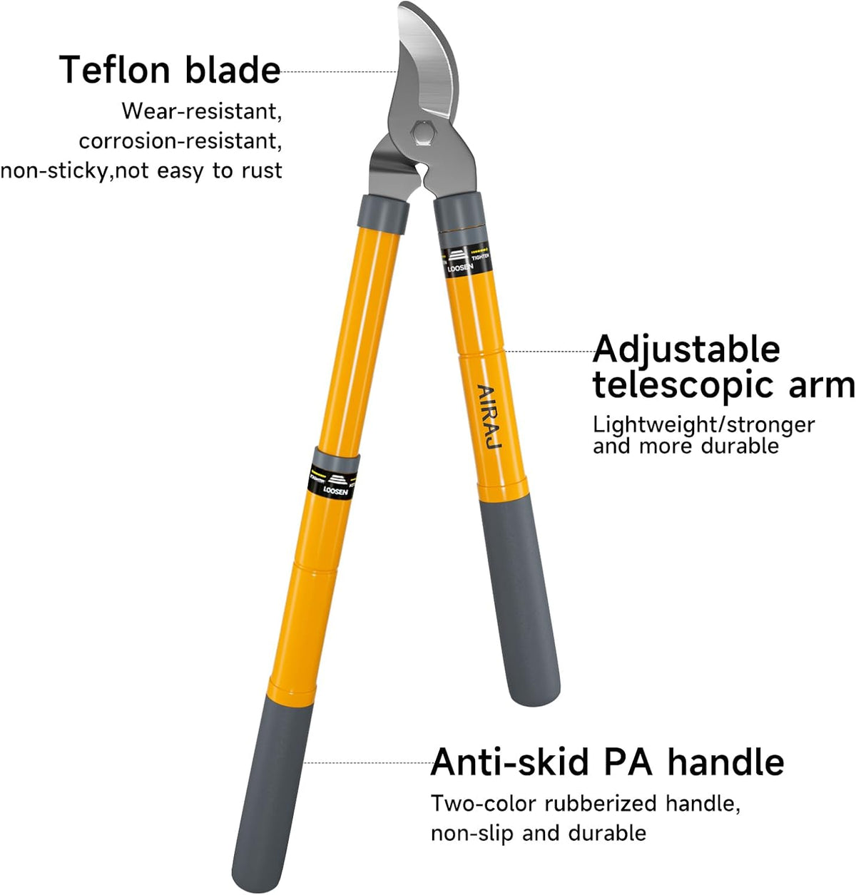 16-24" Tree Loppers for Gardening, 1.5” Cut Tree Trimmer Garden Tools