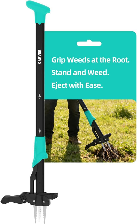 Stand Up Weed Puller with Ejector, 40" Long Handle Weeder with 4 Serrated Claws, Easy Eject Standing Weed Remover for Dandelions Thistles, No Bending Kneeling for Lawn Garden Yard Backyard