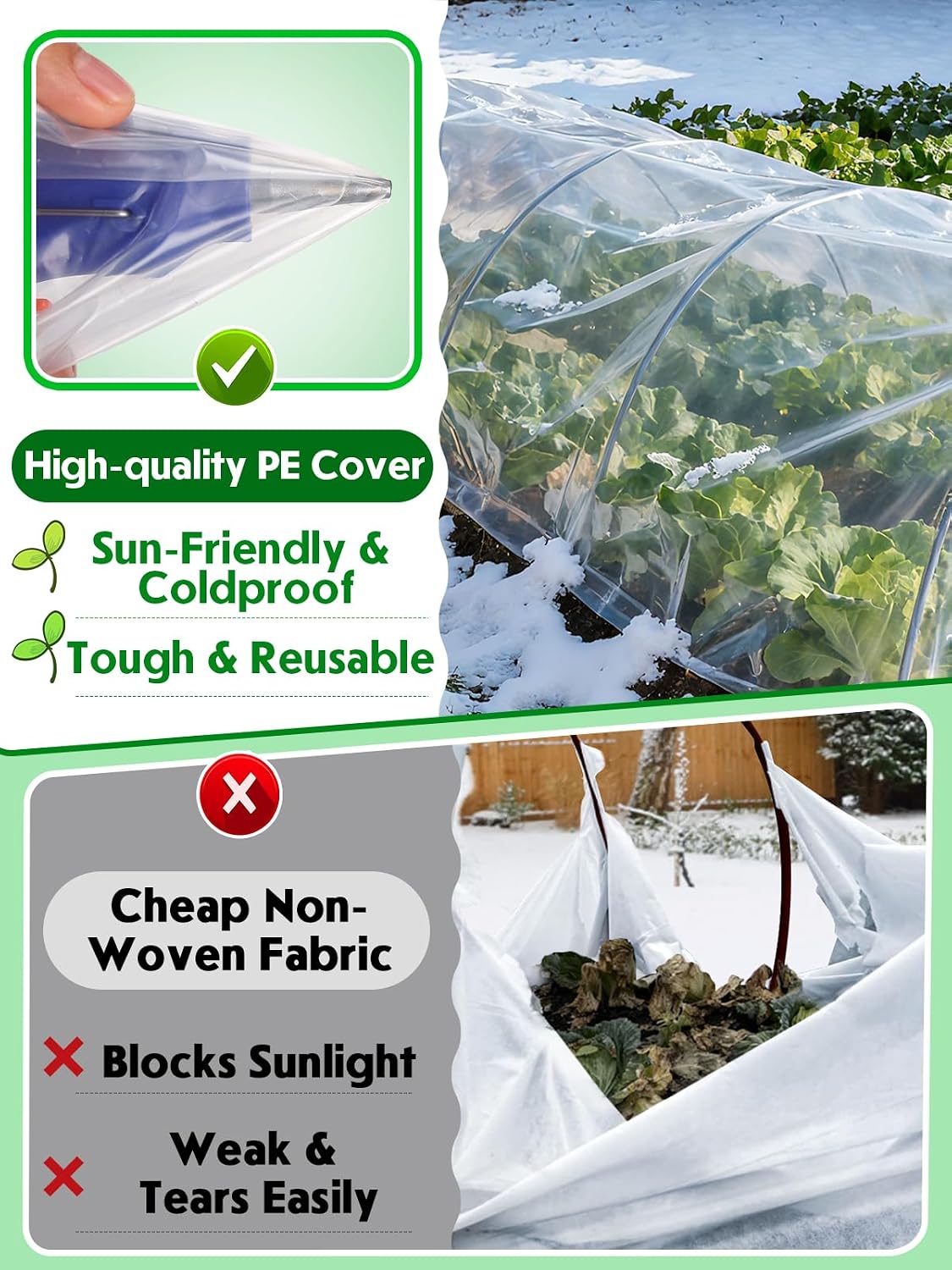 10 x 30ft Plant Covers Freeze Protection with 36 Clips