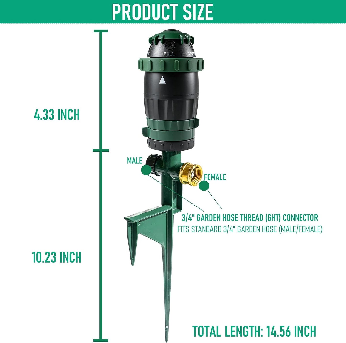 Gear Drive Sprinkler for Yard, Heavy Duty 5-Pattern 360 Degree Rotary Water Sprinkler with Spike Base, Durable Lawn Sprinkler with 3/4 Inch Adapters for Large Area Garden