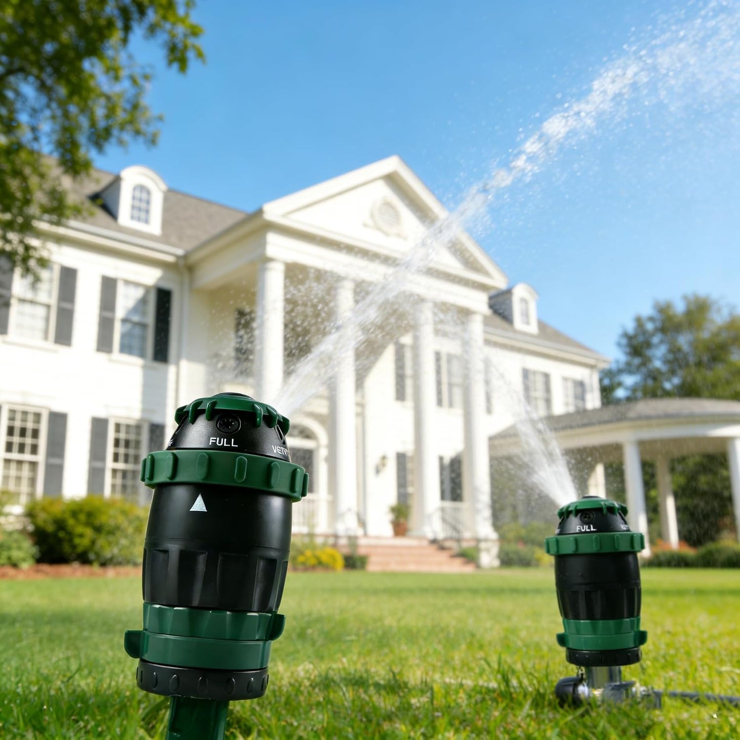 Gear Drive Sprinkler for Yard, Heavy Duty 5-Pattern 360 Degree Rotary Water Sprinkler with Spike Base, Durable Lawn Sprinkler with 3/4 Inch Adapters for Large Area Garden