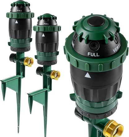 Gear Drive Sprinkler for Yard, Heavy Duty 5-Pattern 360 Degree Rotary Water Sprinkler with Spike Base, Durable Lawn Sprinkler with 3/4 Inch Adapters for Large Area Garden