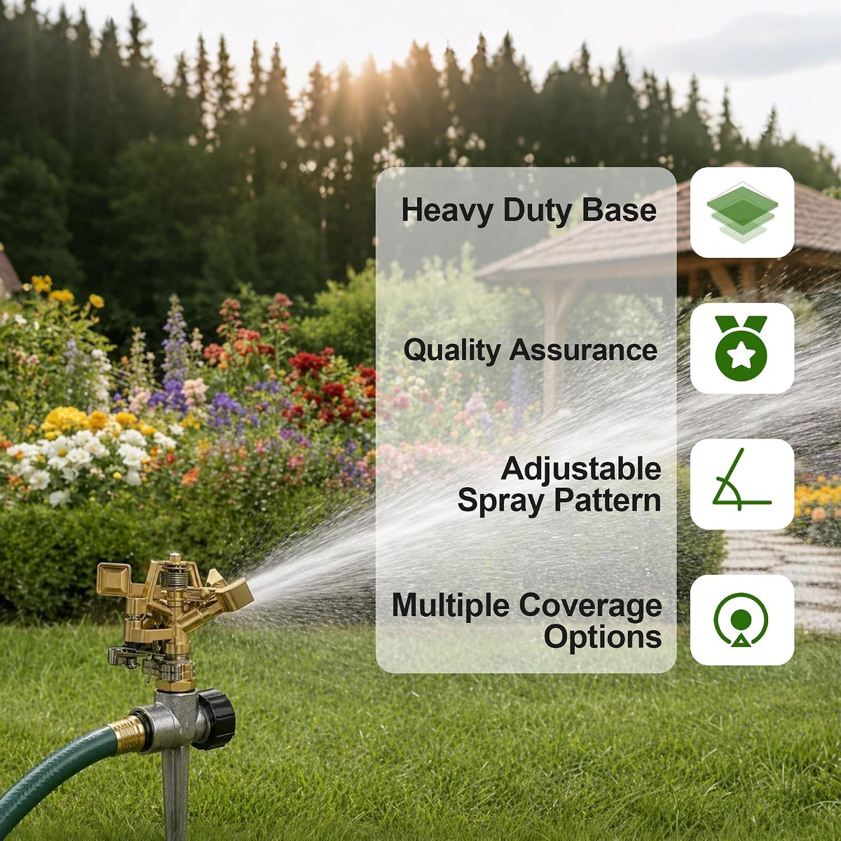 2 Pack Impact Lawn Sprinklers for Yard, Heavy Duty Water Sprinkler Head with Aluminum Alloy Spike Base, Adjustable Pulsating Sprinkler for Large Area Lawn Patio Garden