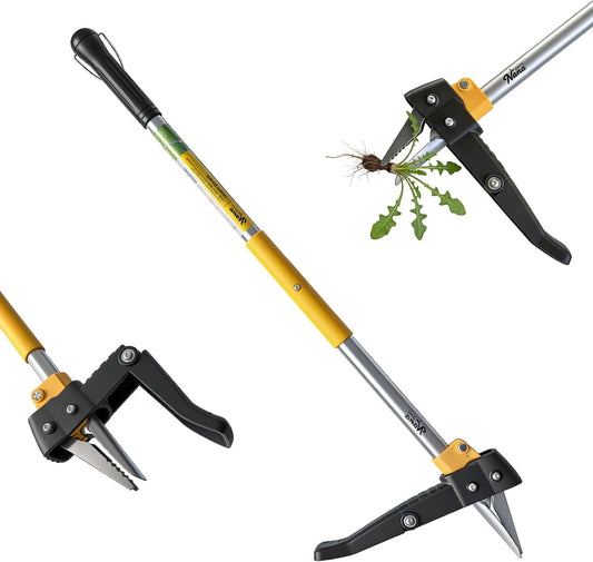 Stand Up Weed Puller Tool 3-Claw, Gardening Weeder, Hand Weeding Tool with 39" Long Ergonomic Handle Weeding Tool