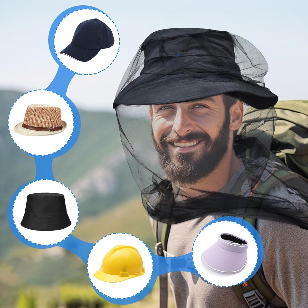 Mosquito Head Net for Insects 2 Pack, Fly & Bug Protection