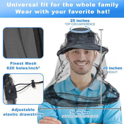 Mosquito Head Net for Insects 2 Pack, Fly & Bug Protection