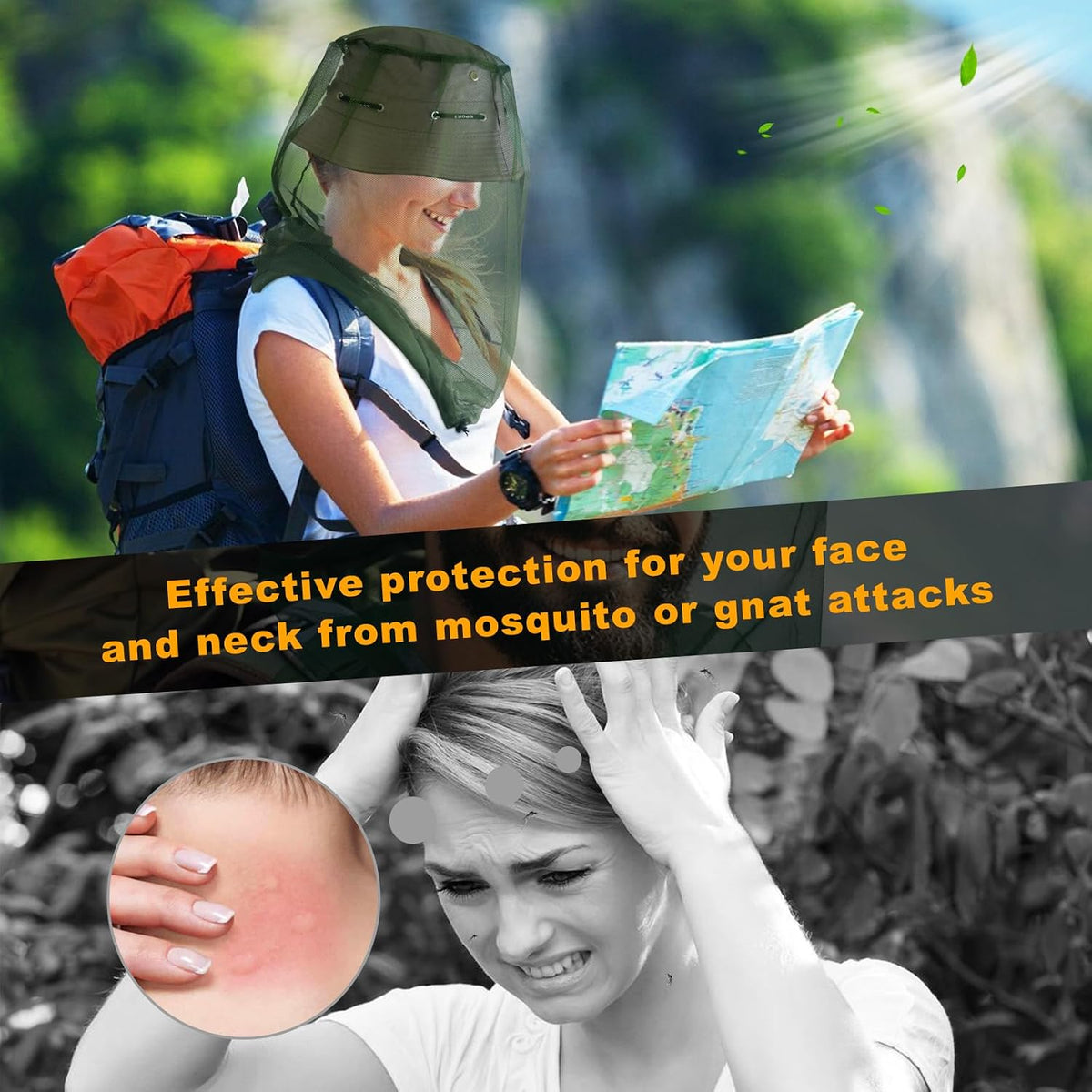 Mosquito Head Net for Insects 2 Pack, Fly & Bug Protection