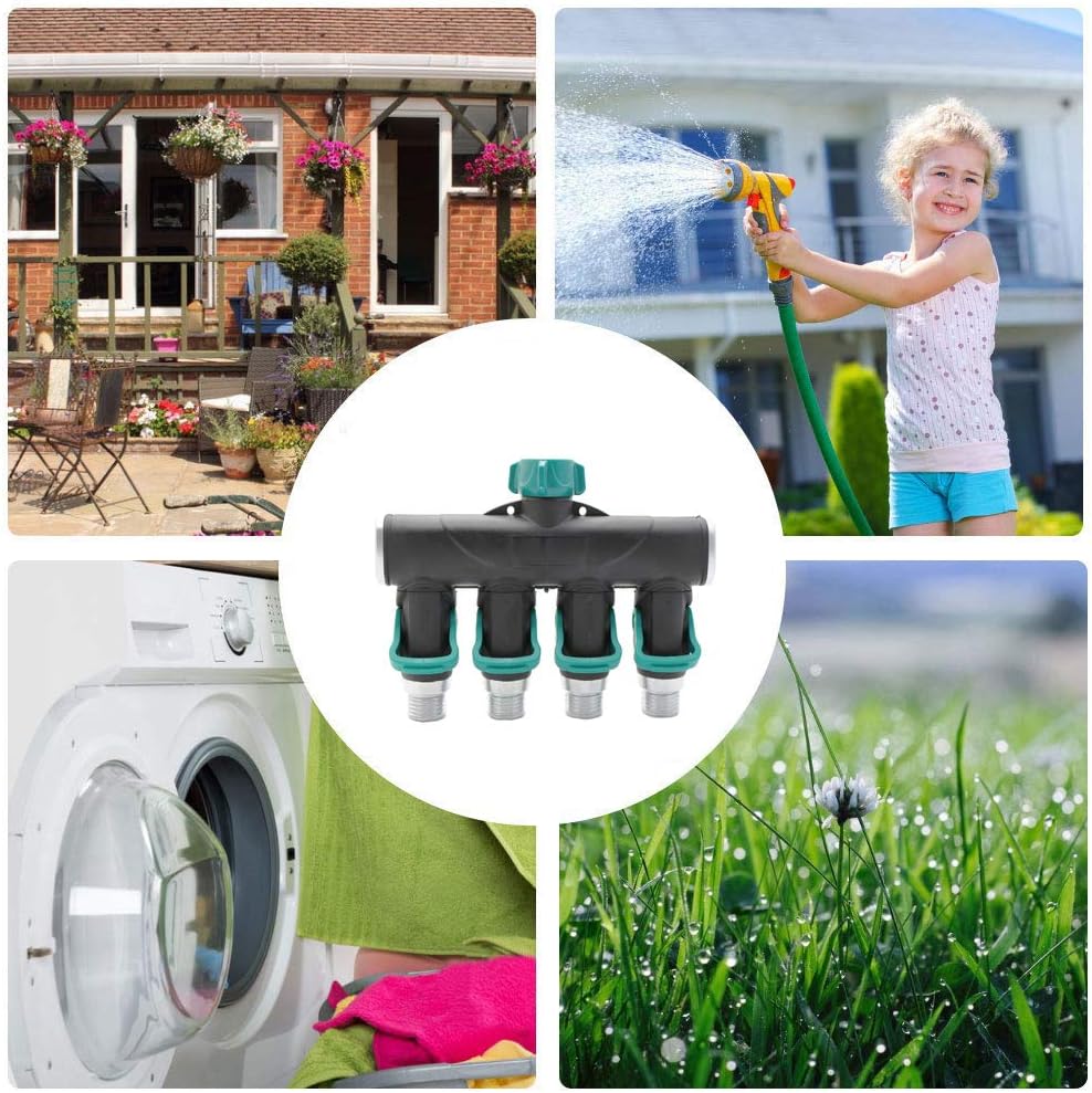 4 Way Garden Hose Splitter Metal Hose Connector, Easy Grip, Easy to Open