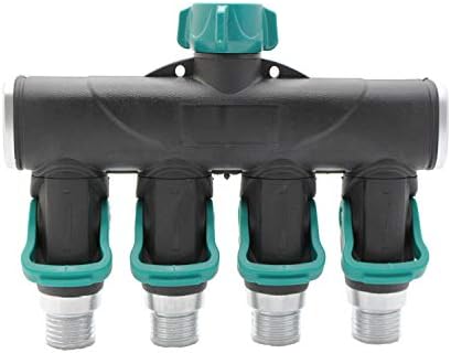 4 Way Garden Hose Splitter Metal Hose Connector, Easy Grip, Easy to Open