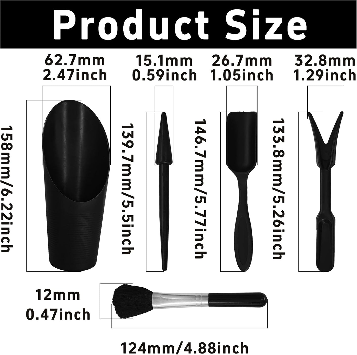 5Pcs Mini Succulent Tools Set, Plastic Garden Hand Tools Kit for Indoor Plant Care, Succulent Bonsai Miniature Garden Tool Set,Small Gardening Tools for Transplanting Digging Planting, Black