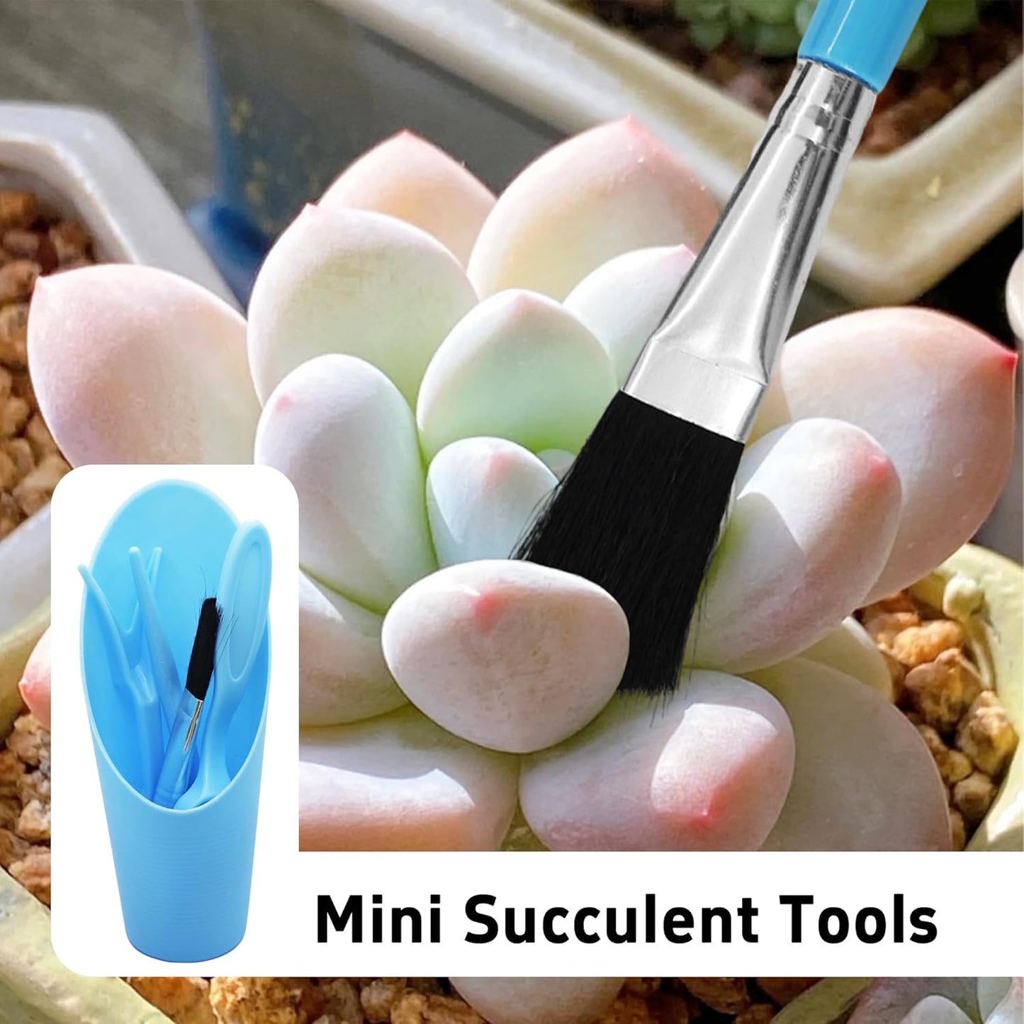 5Pcs Mini Succulent Tools Set, Plastic Garden Hand Tools Kit for Indoor Plant Care, Succulent Bonsai Miniature Garden Tool Set,Small Gardening Tools for Transplanting Digging Planting, Black