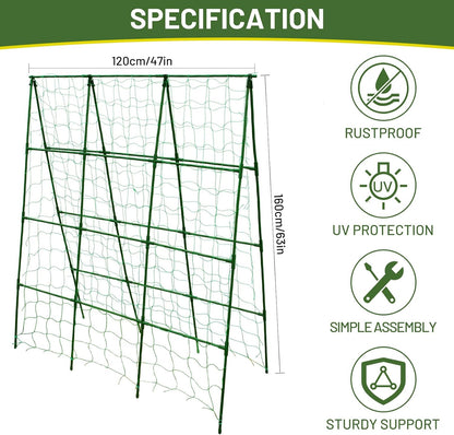 Large A-Frame Garden Trellis for Tomatoes, Cucumbers & Heavy Climbing Plants - Rust-Resistant, Heavy-Duty Steel, Perfect for Outdoor Gardens & Vertical Gardening(47" W x 63" H)