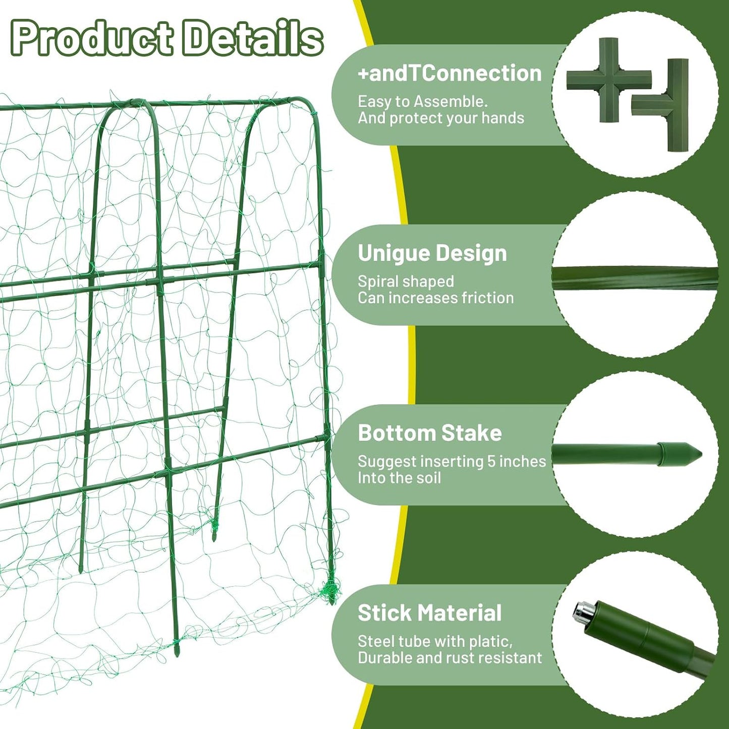 Large A-Frame Garden Trellis for Tomatoes, Cucumbers & Heavy Climbing Plants - Rust-Resistant, Heavy-Duty Steel, Perfect for Outdoor Gardens & Vertical Gardening(47" W x 63" H)