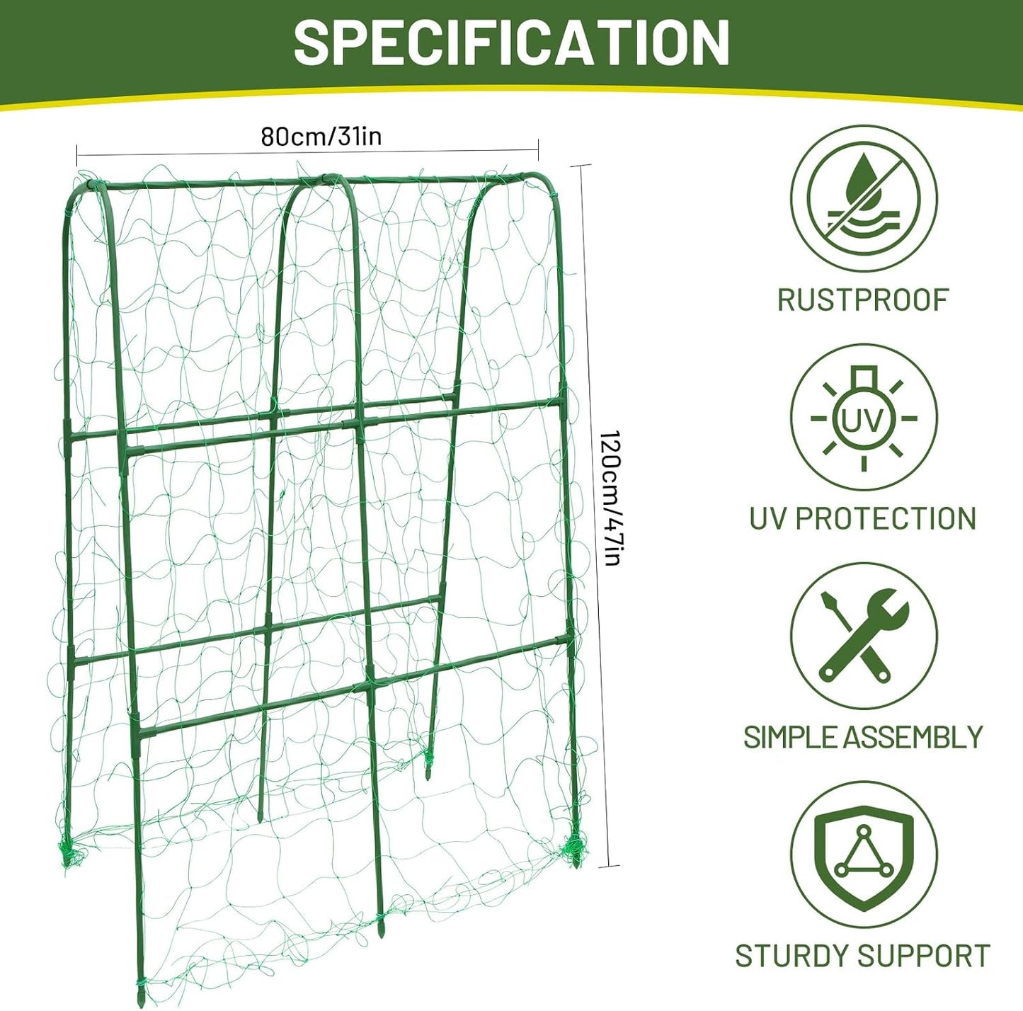 Large A-Frame Garden Trellis for Tomatoes, Cucumbers & Heavy Climbing Plants - Rust-Resistant, Heavy-Duty Steel, Perfect for Outdoor Gardens & Vertical Gardening(47" W x 63" H)