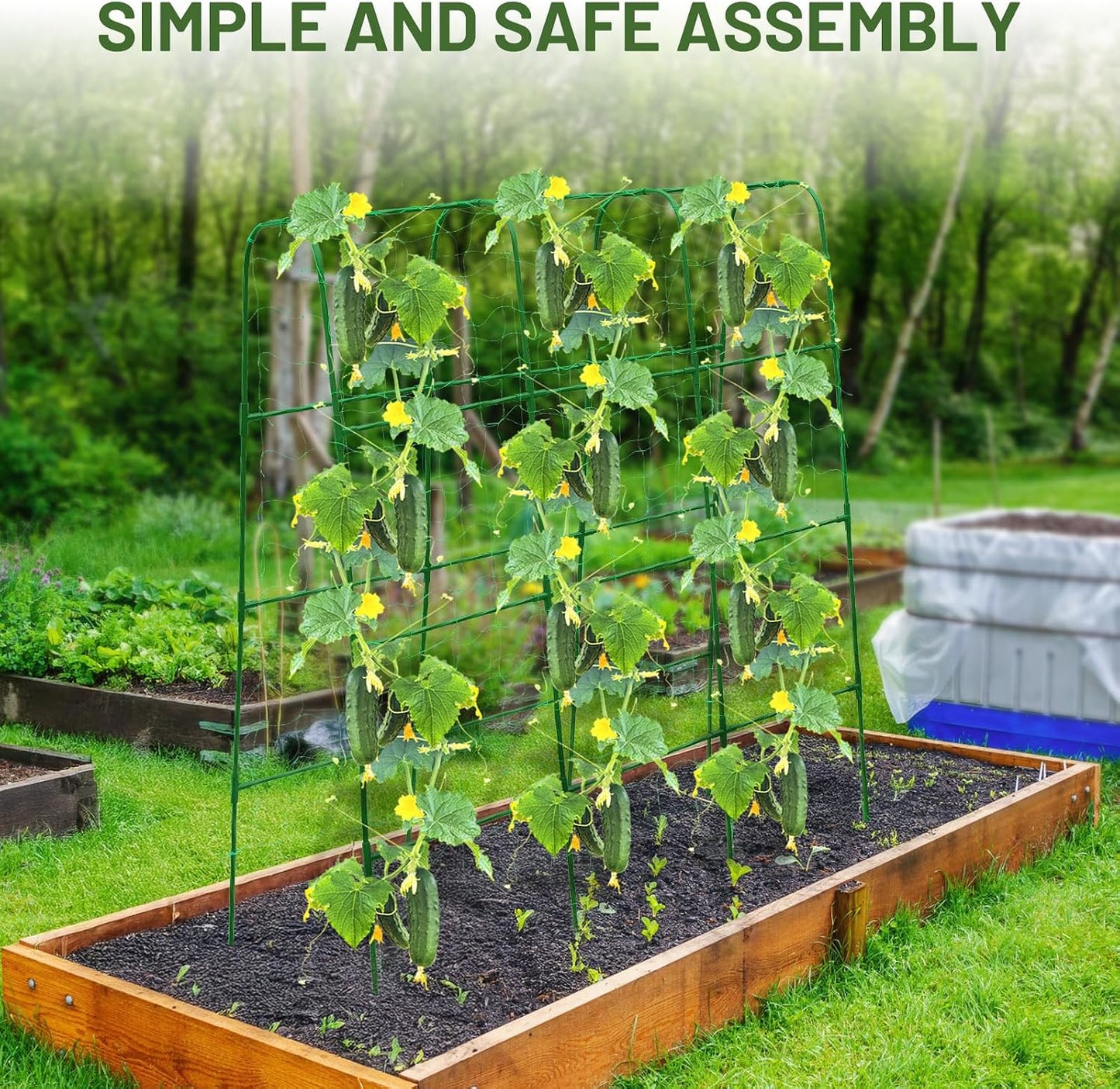 Large A-Frame Garden Trellis for Tomatoes, Cucumbers & Heavy Climbing Plants - Rust-Resistant, Heavy-Duty Steel, Perfect for Outdoor Gardens & Vertical Gardening(47" W x 63" H)