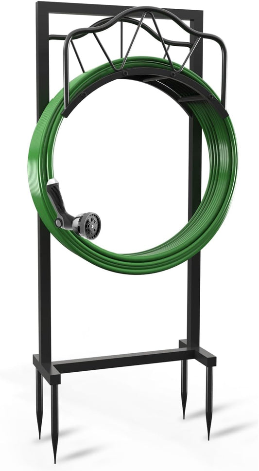 4-Spike Metal Waterproof Freestanding Garden Hose Holder for Outside