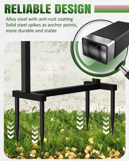 4-Spike Metal Waterproof Freestanding Garden Hose Holder for Outside