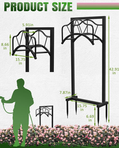 4-Spike Metal Waterproof Freestanding Garden Hose Holder for Outside