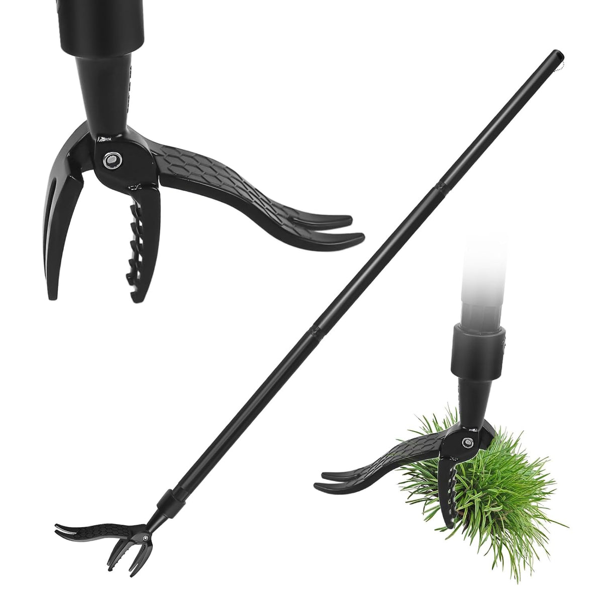 Weed Puller Tool, Gardening Stand Up Weeding Tool with 39" Stainless Steel Long Handle and Steel Claws for Lawn and Garden,Easily Remove Weeds Without Bending, Pulling,or Kneeling