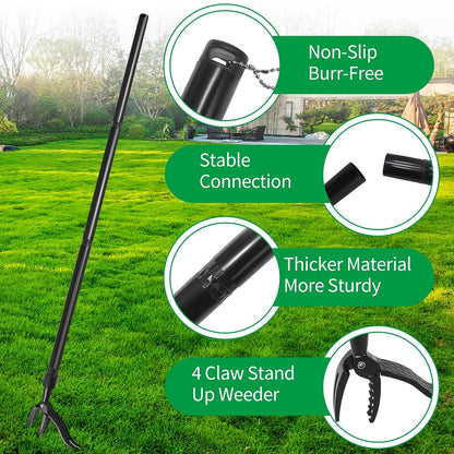 Weed Puller Tool, Gardening Stand Up Weeding Tool with 39" Stainless Steel Long Handle and Steel Claws for Lawn and Garden,Easily Remove Weeds Without Bending, Pulling,or Kneeling