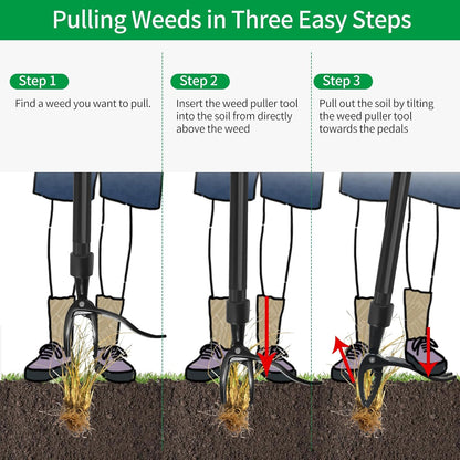 Weed Puller Tool, Gardening Stand Up Weeding Tool with 39" Stainless Steel Long Handle and Steel Claws for Lawn and Garden,Easily Remove Weeds Without Bending, Pulling,or Kneeling