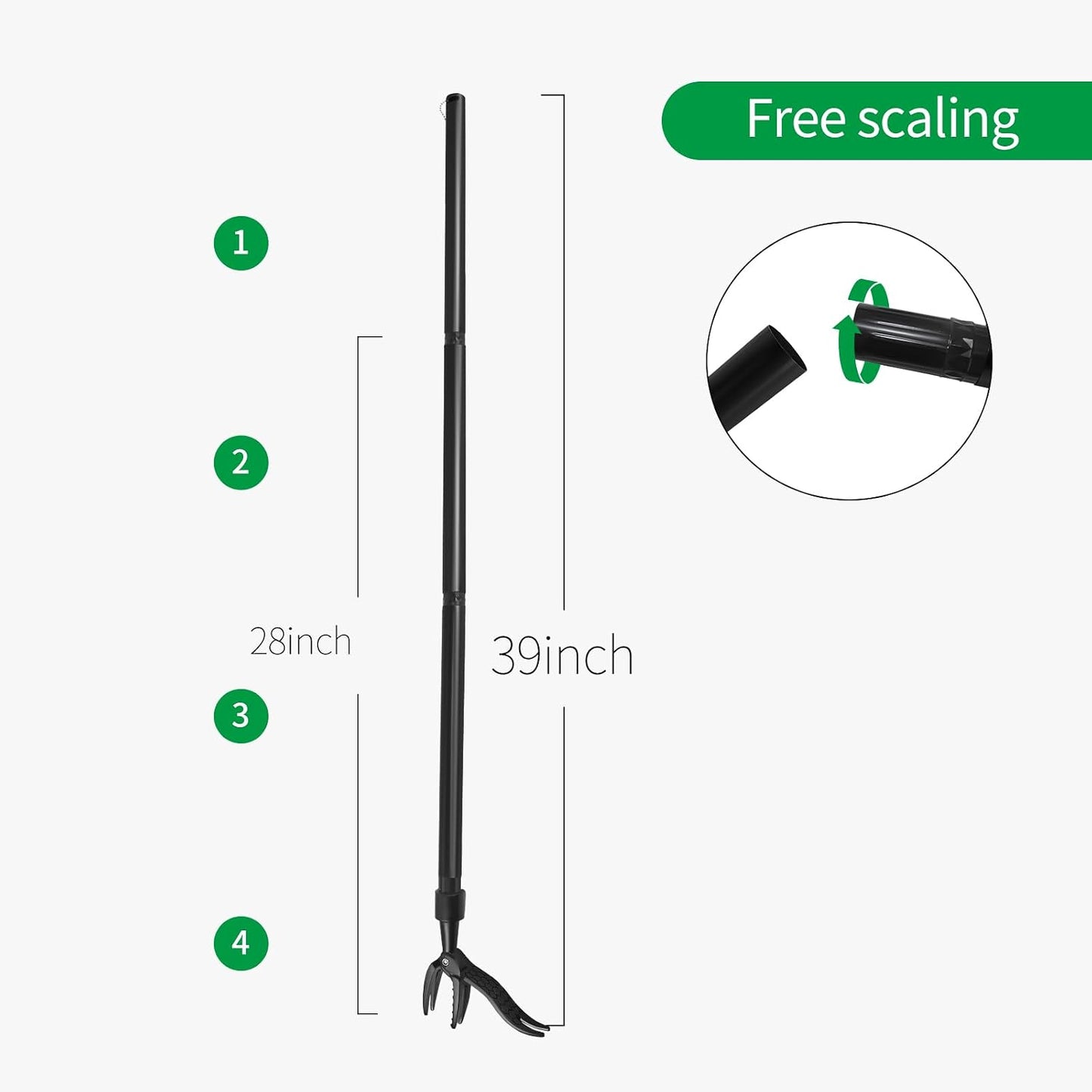 Weed Puller Tool, Gardening Stand Up Weeding Tool with 39" Stainless Steel Long Handle and Steel Claws for Lawn and Garden,Easily Remove Weeds Without Bending, Pulling,or Kneeling