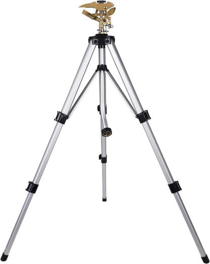 Large Impact Sprinkler Head on Tripod Base, Adjustable Zinc Alloy Lawn Sprinklers for Yard Lawn Garden, 3/4" NH Connector, 360 Degree Large Area Coverage Irrigator with Extension Legs, 2 Pack