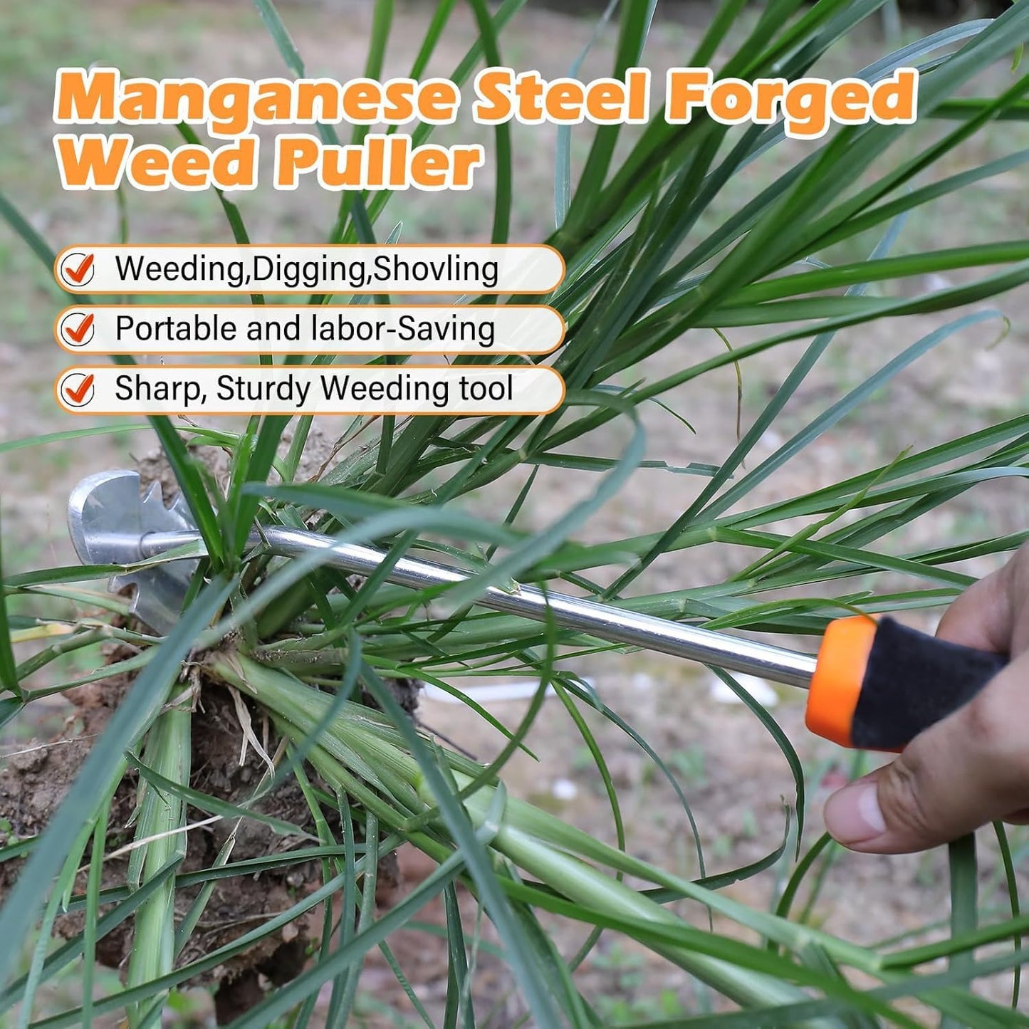 Weed Remover Tool, 2026 New Gardening Hand Tools Portable Weed Puller Tool, Heavy Duty Weeding Tool for Garden Supplies, Vegetable Garden Backyard Farm Planting & Uprooting (Rubber Handle)