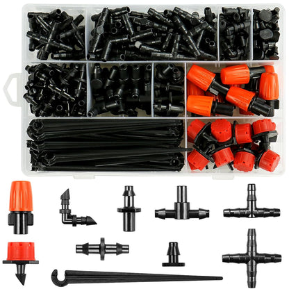 245 Pcs Drip Irrigation Fittings Kit for 1/4 Inch Tubing Barbed Connectors